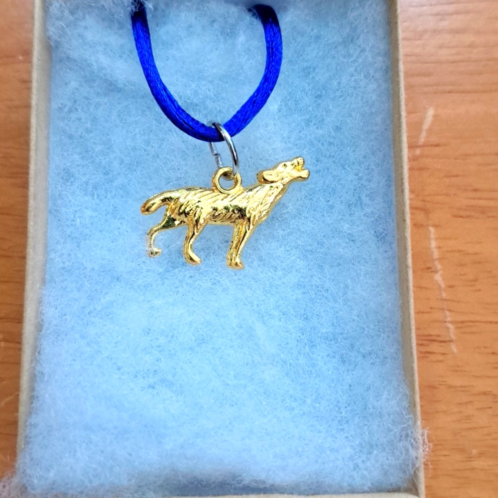 Gold Howling Wolf Necklace